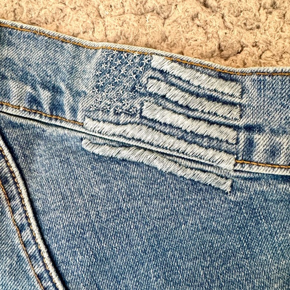 REVICE Blue Flare Wide Leg Jeans Star Butt American Flag Stretch Size 26. - Picture 8 of 13